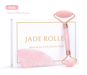 Natural Quartz Jade Roller + Rose Sets | Sculpt, Define, Smoothen Face
